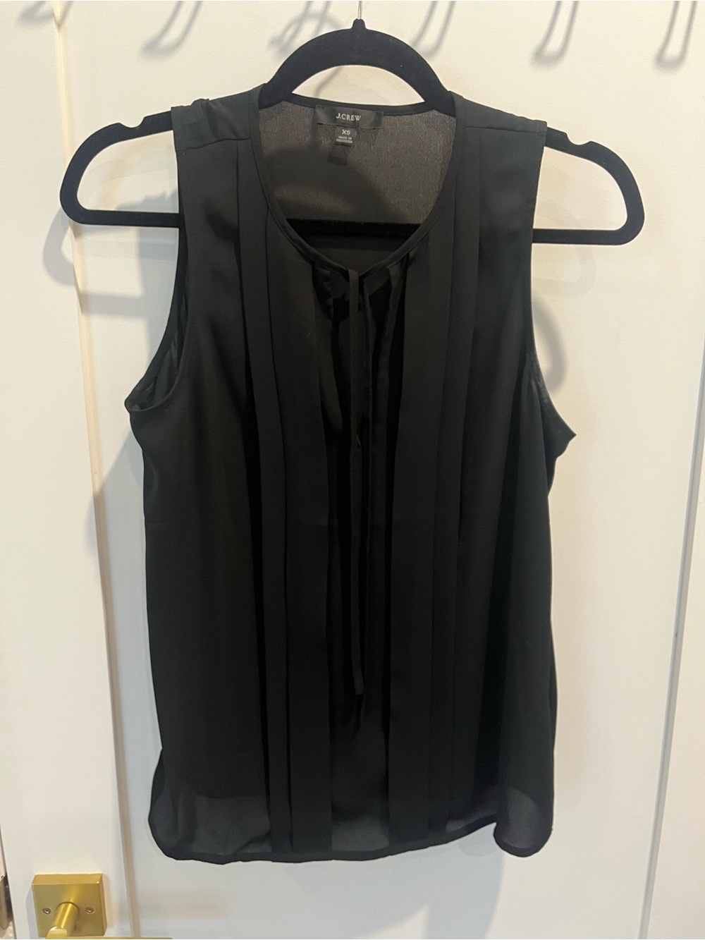 J. Crew Black Pleated Sleeveless Tie-Neck Camisole